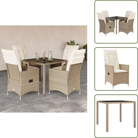 Cuscini da seduta - vidaXL Set da Pranzo da Giardino 5 pz con Cuscini Beige in Polyrattan - Rattan PE