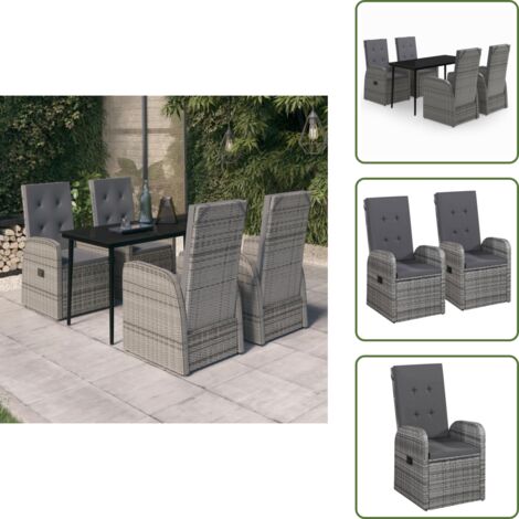 Cuscini da seduta - vidaXL Set da Pranzo da Giardino 5 pz con Cuscini Grigio - Arredamento da esterno