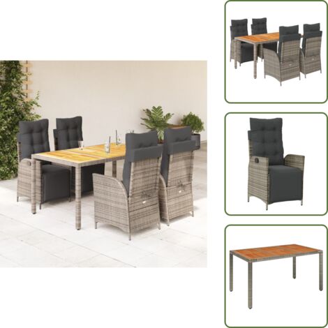 Cuscini da seduta - vidaXL Set da Pranzo da Giardino 5 pz con Cuscini in Polyrattan Grigio - Cuscini sfoderabili