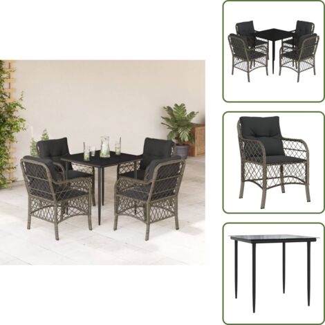 Cuscini da seduta - vidaXL Set da Pranzo da Giardino 5 pz con Cuscini in Polyrattan Grigio - Cuscini sfoderabili