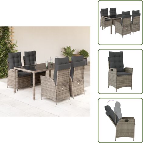 Cuscini da seduta - vidaXL Set da Pranzo da Giardino 5 pz con Cuscini in Polyrattan Grigio - Cuscini sfoderabili