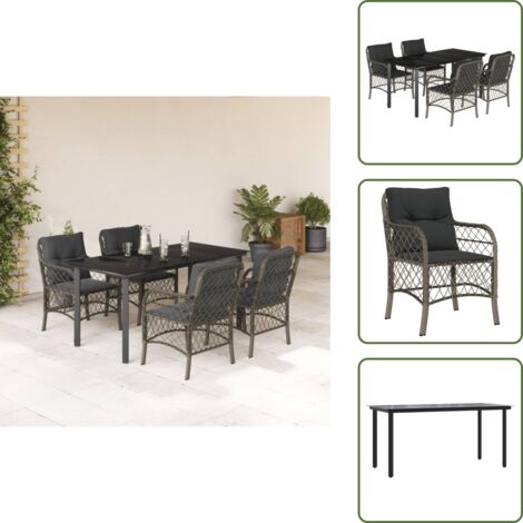 Cuscini da seduta - vidaXL Set da Pranzo da Giardino 5 pz con Cuscini in Polyrattan Grigio - Cuscini sfoderabili