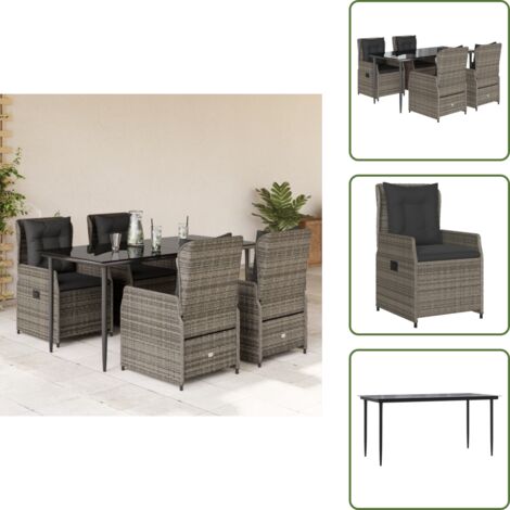 Cuscini da seduta - vidaXL Set da Pranzo da Giardino 5 pz con Cuscini in Polyrattan Grigio - Cuscini sfoderabili