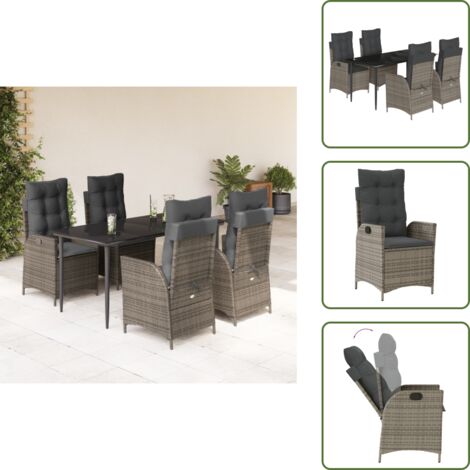 Cuscini da seduta - vidaXL Set da Pranzo da Giardino 5 pz con Cuscini in Polyrattan Grigio - Cuscini sfoderabili