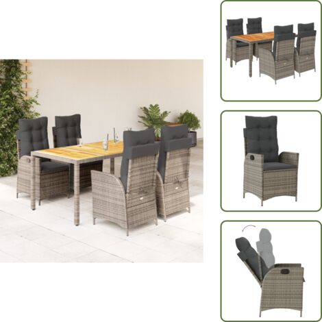 Cuscini da seduta - vidaXL Set da Pranzo da Giardino 5 pz con Cuscini in Polyrattan Grigio - Cuscini sfoderabili