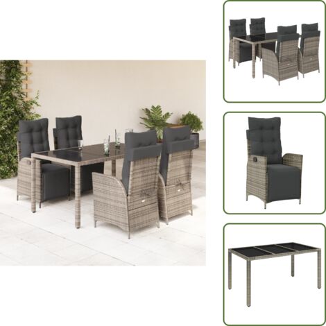 Cuscini da seduta - vidaXL Set da Pranzo da Giardino 5 pz con Cuscini in Polyrattan Grigio - Cuscini sfoderabili