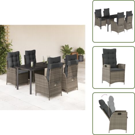Cuscini da seduta - vidaXL Set da Pranzo da Giardino 5 pz con Cuscini in Polyrattan Grigio - Cuscini sfoderabili