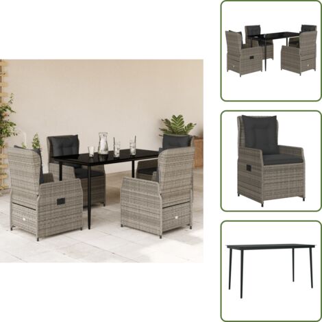 Cuscini da seduta - vidaXL Set da Pranzo da Giardino 5 pz con Cuscini in Polyrattan Grigio - Cuscini sfoderabili