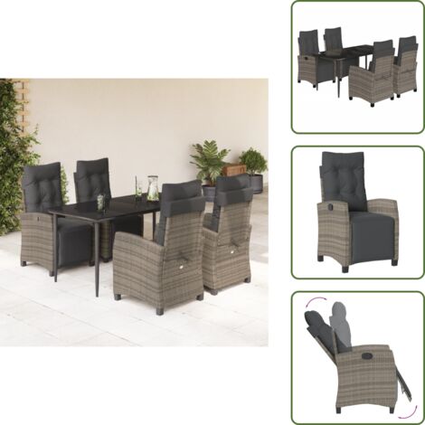 Cuscini da seduta - vidaXL Set da Pranzo da Giardino 5 pz con Cuscini in Polyrattan Grigio - Cuscini sfoderabili