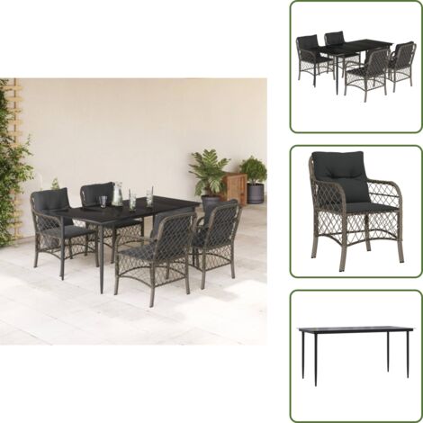 Cuscini da seduta - vidaXL Set da Pranzo da Giardino 5 pz con Cuscini in Polyrattan Grigio - Cuscini sfoderabili