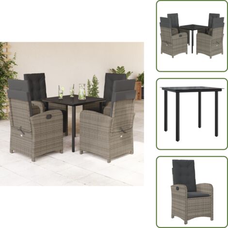 Cuscini da seduta - vidaXL Set da Pranzo da Giardino 5 pz con Cuscini in Polyrattan Grigio - Cuscini sfoderabili