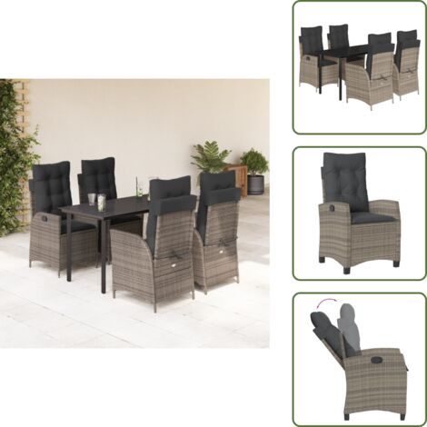 Cuscini da seduta - vidaXL Set da Pranzo da Giardino 5 pz con Cuscini in Polyrattan Grigio - Cuscini sfoderabili
