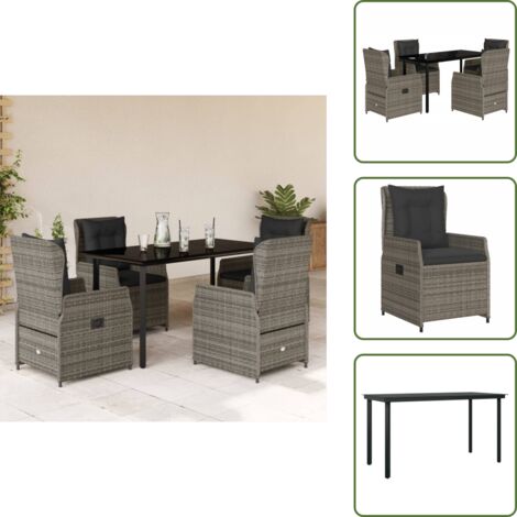 Cuscini da seduta - vidaXL Set da Pranzo da Giardino 5 pz con Cuscini in Polyrattan Grigio - Cuscini sfoderabili
