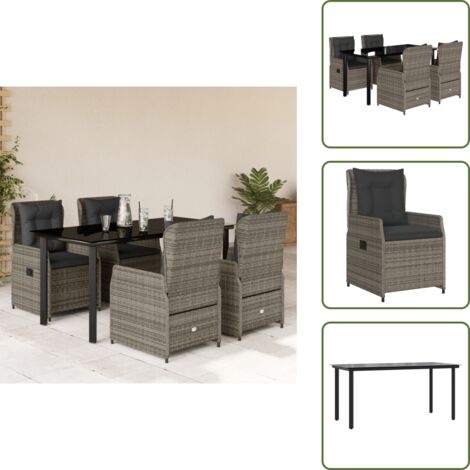 Cuscini da seduta - vidaXL Set da Pranzo da Giardino 5 pz con Cuscini in Polyrattan Grigio - Cuscini sfoderabili