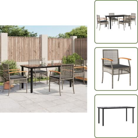 Cuscini da seduta - vidaXL Set da Pranzo da Giardino 5 pz con Cuscini in Polyrattan Grigio - Rattan PE