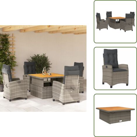 Cuscini da seduta - vidaXL Set da Pranzo da Giardino 5 pz con Cuscini in Polyrattan Grigio - Tavolo da pranzo all'aperto