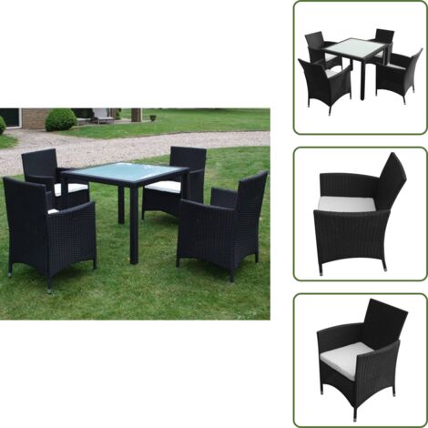 Cuscini da seduta - vidaXL Set da Pranzo da Giardino 5 pz con Cuscini in Polyrattan Nero - Rattan
