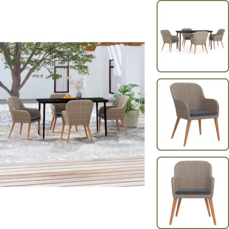 Cuscini da seduta - vidaXL Set da Pranzo da Giardino 5 pz con Cuscini Marrone - Arredamento da esterno