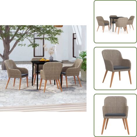 Cuscini da seduta - vidaXL Set da Pranzo da Giardino 5 pz con Cuscini Marrone - Arredamento da esterno