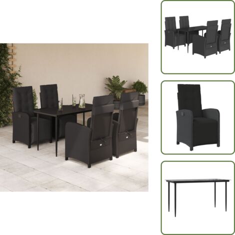 Cuscini da seduta - vidaXL Set da Pranzo da Giardino 5 pz Nero con Cuscini in Polyrattan - Cuscini da schienale