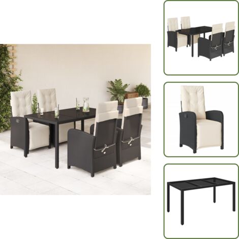 Cuscini da seduta - vidaXL Set da Pranzo da Giardino 5 pz Nero con Cuscini in Polyrattan - Cuscini sfoderabili