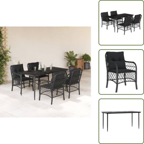 Cuscini da seduta - vidaXL Set da Pranzo da Giardino 5 pz Nero con Cuscini in Polyrattan - Cuscini sfoderabili