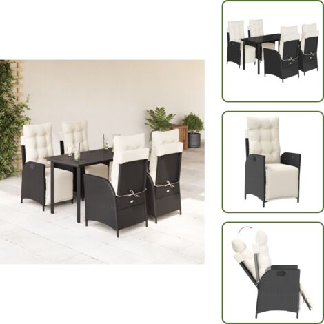 Cuscini da seduta - vidaXL Set da Pranzo da Giardino 5 pz Nero con Cuscini in Polyrattan - Cuscini sfoderabili