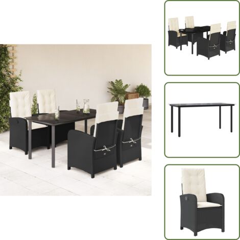 Cuscini da seduta - vidaXL Set da Pranzo da Giardino 5 pz Nero con Cuscini in Polyrattan - Cuscini sfoderabili