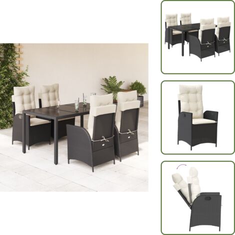 Cuscini da seduta - vidaXL Set da Pranzo da Giardino 5 pz Nero con Cuscini in Polyrattan - Cuscini sfoderabili