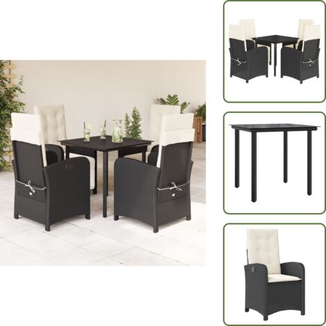 Cuscini da seduta - vidaXL Set da Pranzo da Giardino 5 pz Nero con Cuscini in Polyrattan - Cuscini sfoderabili
