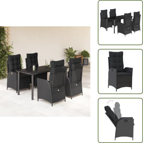 Cuscini da seduta - vidaXL Set da Pranzo da Giardino 5 pz Nero con Cuscini in Polyrattan - Cuscini sfoderabili