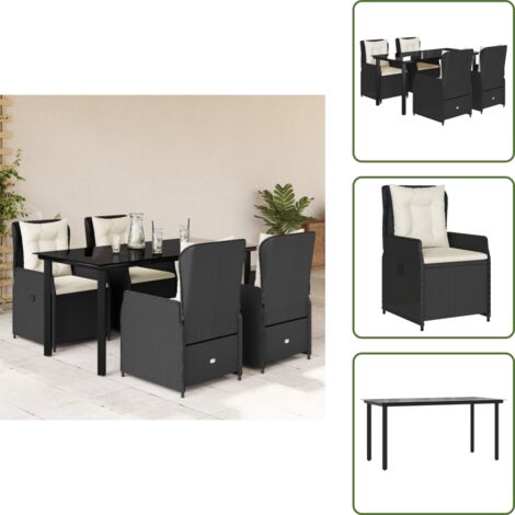 Cuscini da seduta - vidaXL Set da Pranzo da Giardino 5 pz Nero con Cuscini in Polyrattan - Cuscini sfoderabili
