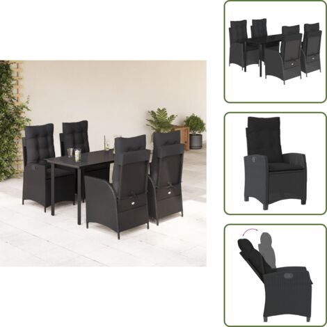 Cuscini da seduta - vidaXL Set da Pranzo da Giardino 5 pz Nero con Cuscini in Polyrattan - Cuscini sfoderabili