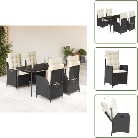 Cuscini da seduta - vidaXL Set da Pranzo da Giardino 5 pz Nero con Cuscini in Polyrattan - Cuscini sfoderabili