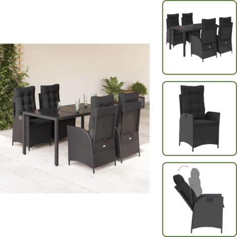 Cuscini da seduta - vidaXL Set da Pranzo da Giardino 5 pz Nero con Cuscini in Polyrattan - Cuscini sfoderabili
