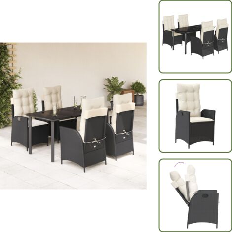 Cuscini da seduta - vidaXL Set da Pranzo da Giardino 5 pz Nero con Cuscini in Polyrattan - Cuscini sfoderabili