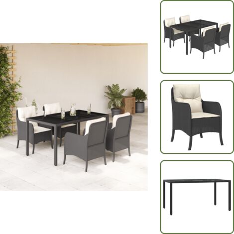 Cuscini da seduta - vidaXL Set da Pranzo da Giardino 5 pz Nero con Cuscini in Polyrattan - Cuscini sfoderabili