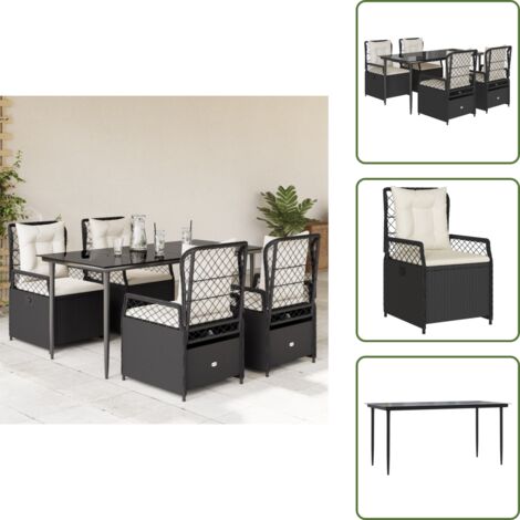 Cuscini da seduta - vidaXL Set da Pranzo da Giardino 5 pz Nero con Cuscini in Polyrattan - Cuscini sfoderabili