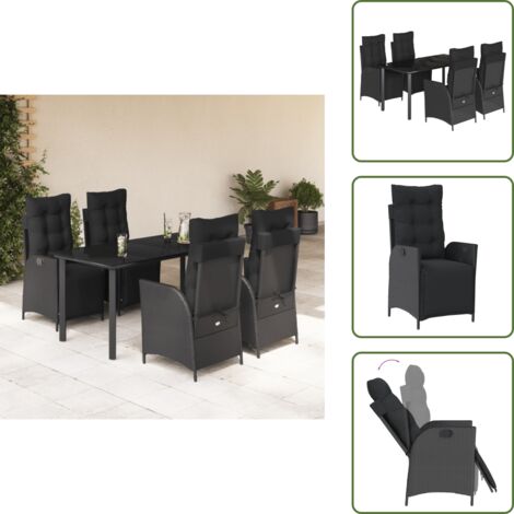 Cuscini da seduta - vidaXL Set da Pranzo da Giardino 5 pz Nero con Cuscini in Polyrattan - Cuscini sfoderabili