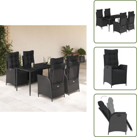 Cuscini da seduta - vidaXL Set da Pranzo da Giardino 5 pz Nero con Cuscini in Polyrattan - Cuscini sfoderabili