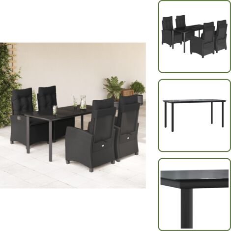 Cuscini da seduta - vidaXL Set da Pranzo da Giardino 5 pz Nero con Cuscini in Polyrattan - Cuscini sfoderabili