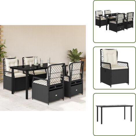 Cuscini da seduta - vidaXL Set da Pranzo da Giardino 5 pz Nero con Cuscini in Polyrattan - Cuscini sfoderabili