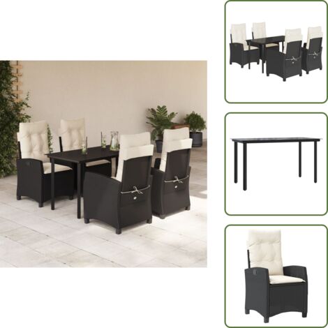 Cuscini da seduta - vidaXL Set da Pranzo da Giardino 5 pz Nero con Cuscini in Polyrattan - Poltrone da giardino