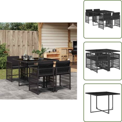 Cuscini da seduta - vidaXL Set da Pranzo da Giardino 5 pz Nero con Cuscini in Polyrattan - Rattan PE