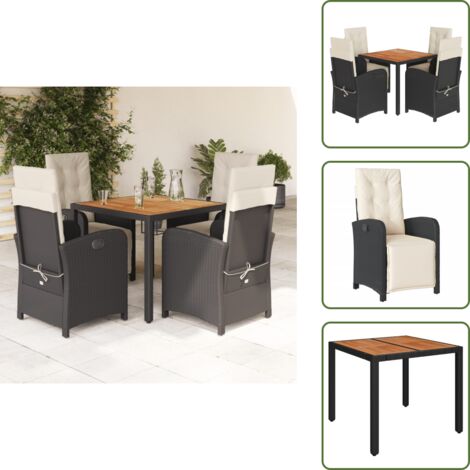 Cuscini da seduta - vidaXL Set da Pranzo da Giardino 5 pz Nero con Cuscini in Polyrattan - Rattan PE