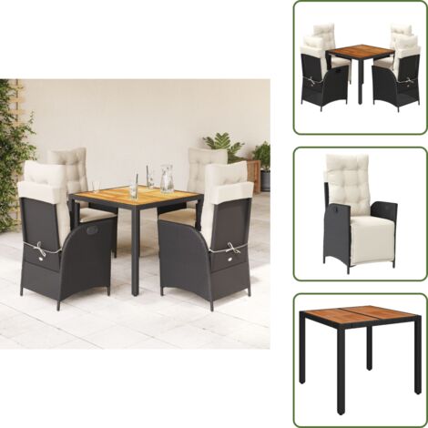 Cuscini da seduta - vidaXL Set da Pranzo da Giardino 5 pz Nero con Cuscini in Polyrattan - Rattan PE