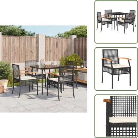 Cuscini da seduta - vidaXL Set da Pranzo da Giardino 5 pz Nero con Cuscini in Polyrattan - Rattan pe