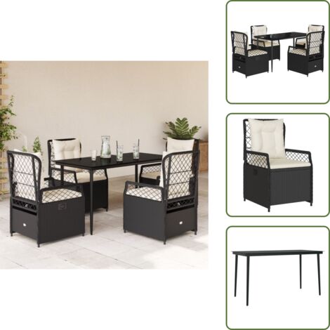 Cuscini da seduta - vidaXL Set da Pranzo da Giardino 5 pz Nero con Cuscini in Polyrattan - Rattan PE