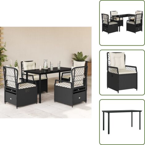 Cuscini da seduta - vidaXL Set da Pranzo da Giardino 5 pz Nero con Cuscini in Polyrattan - Rattan PE