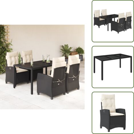 Cuscini da seduta - vidaXL Set da Pranzo da Giardino 5 pz Nero con Cuscini in Polyrattan - Rattan PE